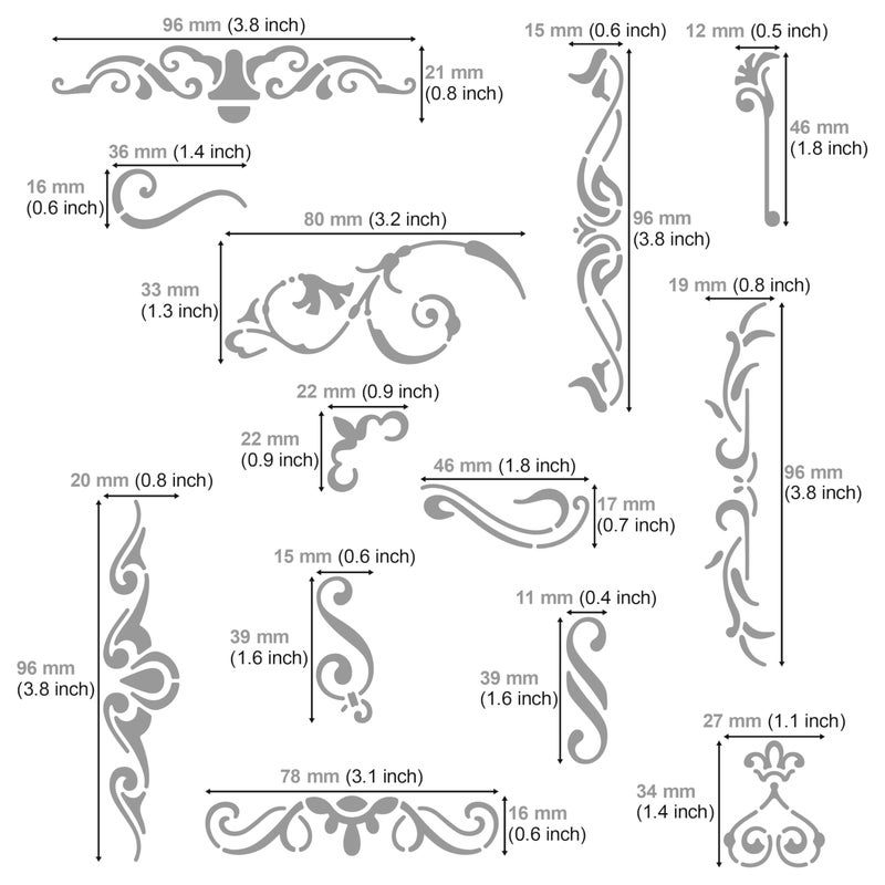 Aleks Melnyk No.4 Metal Journal Stencil, Wood Burning, Flowers and Vines, Ornament, Vintage, Stencil Patterns, Pyrography, Engraving, Template for Painting on Wood, Furniture Crafts, Bullet Journaling - Image 3